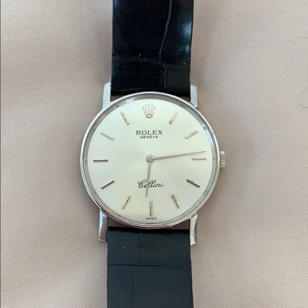 Authentic White Gold Rolex Cellini Crocodile band